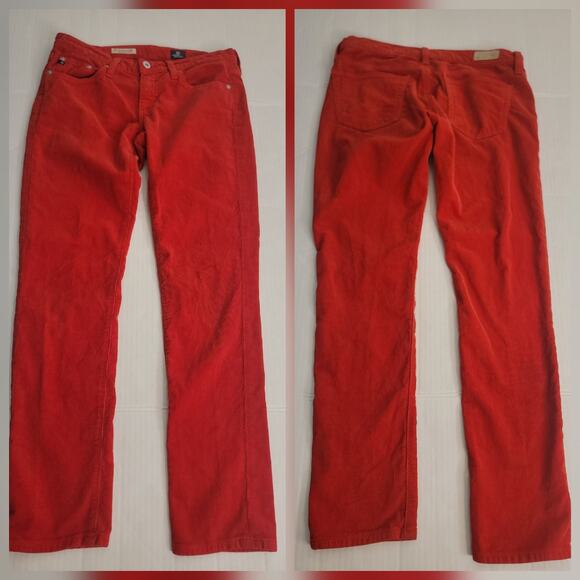 Adriano Goldschmid Jeans Sz 26 The Stevie Slim Straight Red Corduroy AG - Picture 1 of 11